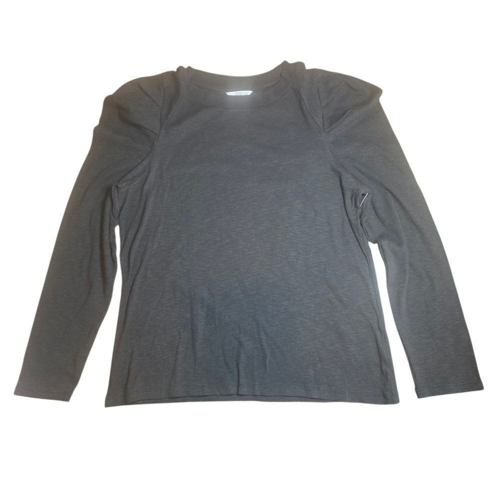 Time And Tru Puff Sleeve Top Crew Neck Stretch Black XXL 20 NWT
